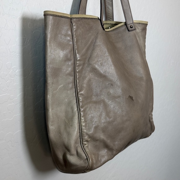 Vintage YSL Yves Saint Laurent Taupe Leather Shopper Tote - Picture 6 of 9